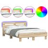 vidaXL Bed Frame with LED Sonoma 137 x 190 cm Engineered Wood