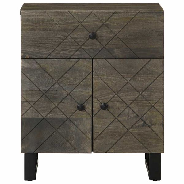 vidaXL Bedside Cabinet Black 50x33x60 cm Solid Wood Mango