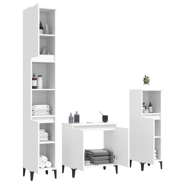 vidaXL 3 Piece Bathroom Furniture Set White Engineered Wood