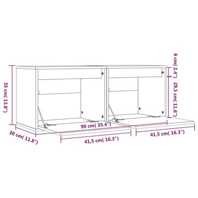 vidaXL Wall Cabinets 2 pcs 45x30x35 cm Solid Pinewood