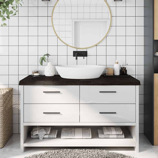 vidaXL Bathroom Countertop Dark Brown 140x60x(2-6) cm Treated Solid Wood