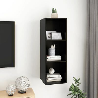 vidaXL Wall-mounted TV Cabinet Black 37x37x107 cm Chipboard