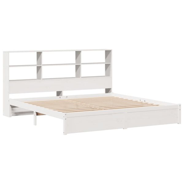 vidaXL Bookcase Bed without Mattress White 180x200cm Super King Solid Wood Pine