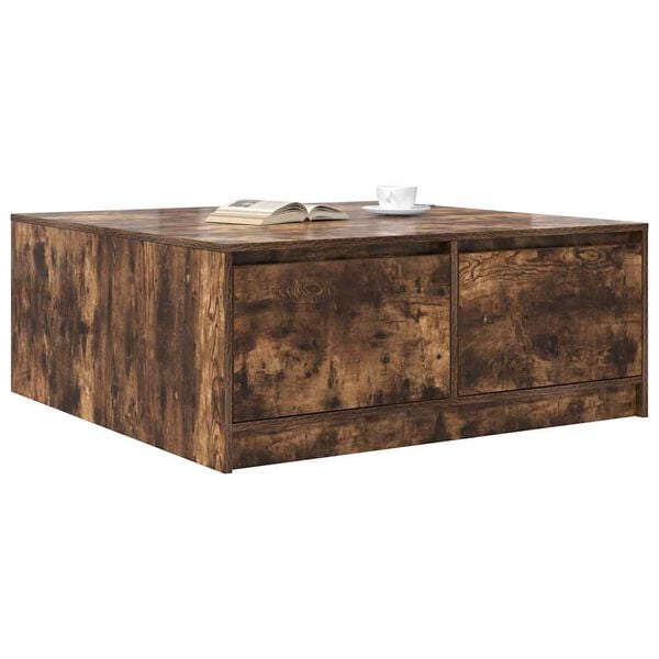 vidaXL Coffee Table with Drawers Smoked Oak 100x100x40 cm