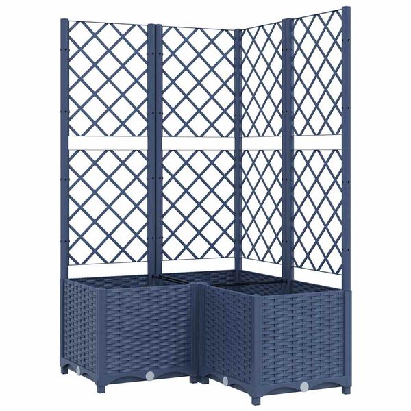 vidaXL Garden Planter with Trellis Blue Grey 80x80x136 cm PP
