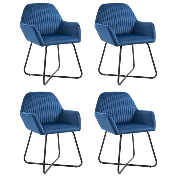vidaXL Dining Chairs 4 pcs Blue Velvet