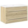 vidaXL 2 Piece Bathroom Furniture Set Sonoma Oak Engineered Wood