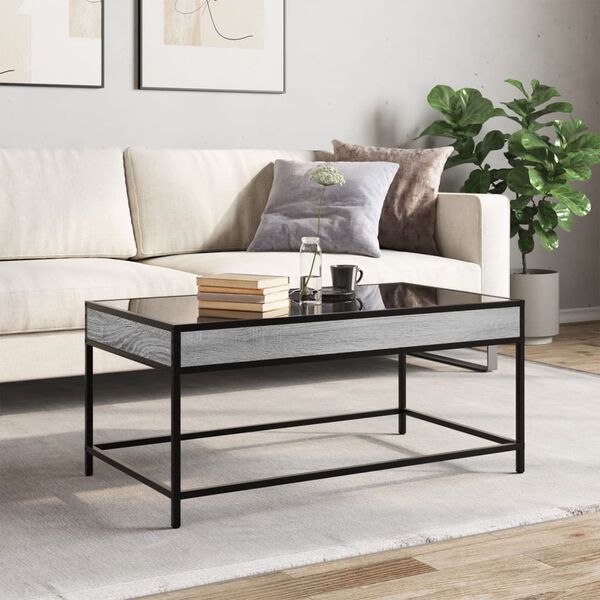 vidaXL Coffee Table with Infinity LED Grey Sonoma 90x50x41 cm