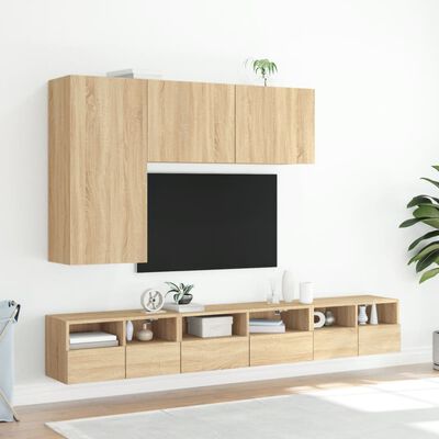 vidaXL 5 Piece TV Wall Cabinets Sonoma Oak Engineered Wood