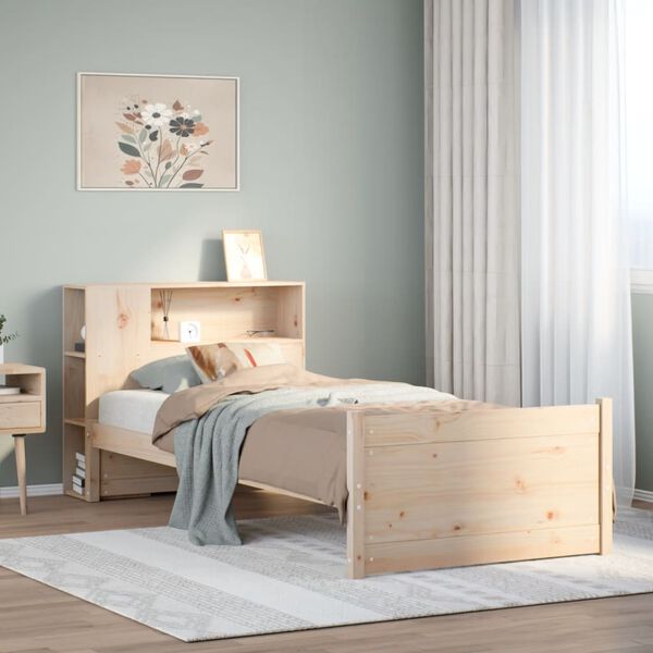 vidaXL Bookcase Bed without Mattress 90x200cm Solid Wood Pine