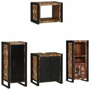 vidaXL Bathroom Furniture Set 4 pcs Multicolour and Black