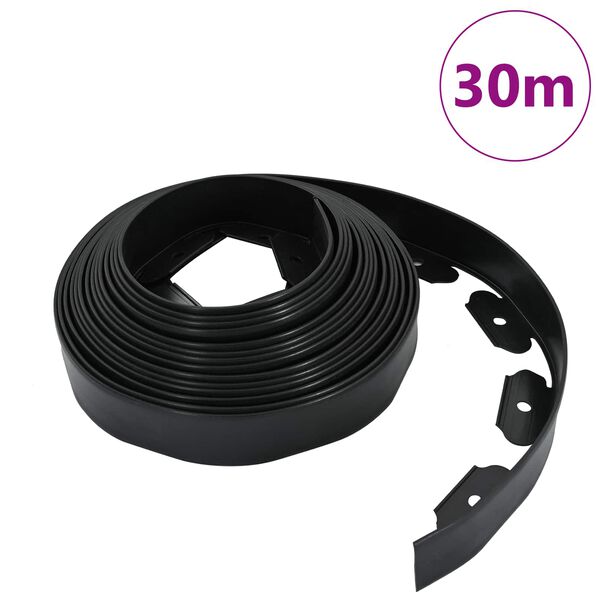 vidaXL Lawn Edgings Black 3000 x 4 x 5 cm Plastic