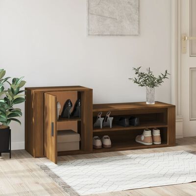 vidaXL Shoe Cabinet Brown Oak 130x35x54 cm Engineered Wood