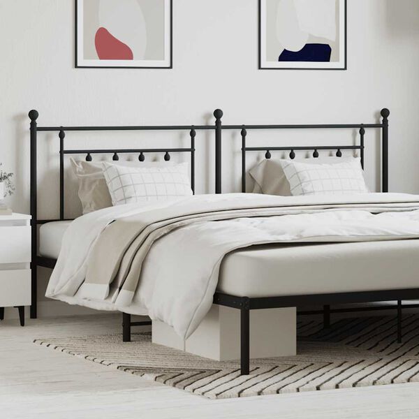 vidaXL Metal Replace Headboard Black 200 cm