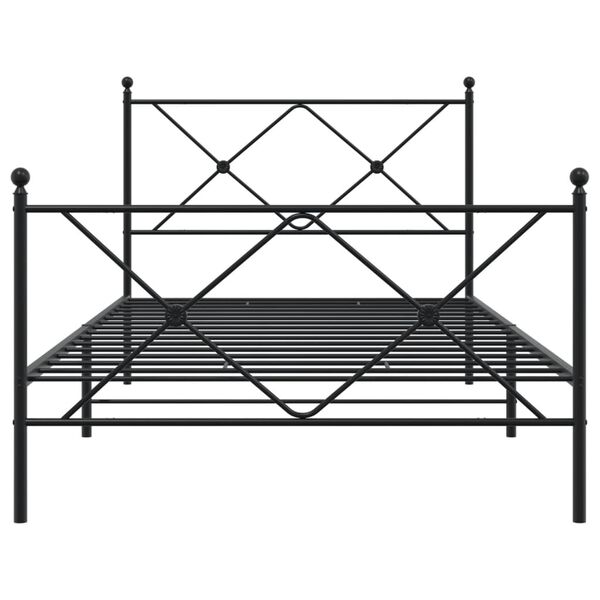 vidaXL Metal Bed Frame without Mattress with Footboard Black 100x200cm