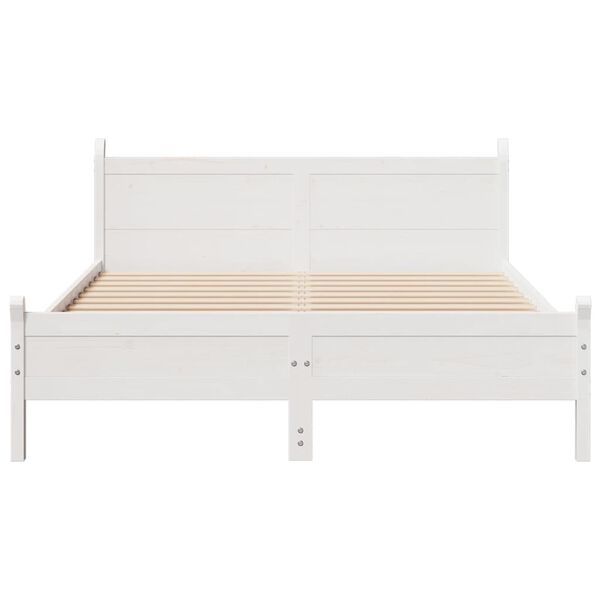 vidaXL Bed Frame without Mattress White 150x200 cm King Size Solid Wood Pine