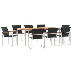 vidaXL Garden Dining Set 9 pcs Solid Acacia Wood and Stainless Steel