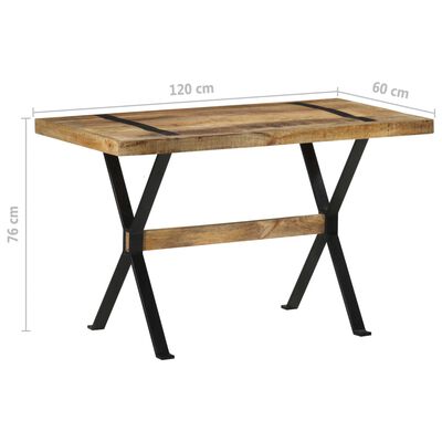 vidaXL Dining Table 120x60x76 cm Rough Mango Wood
