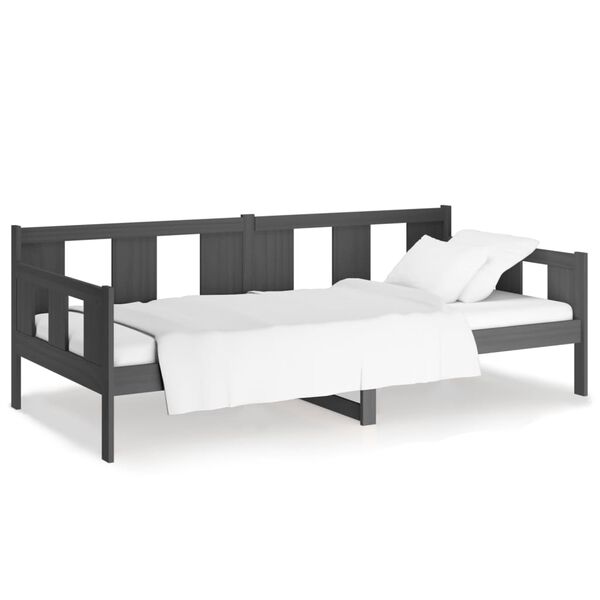 vidaXL Day Bed without Mattress Grey Solid Wood Pine 80x200 cm
