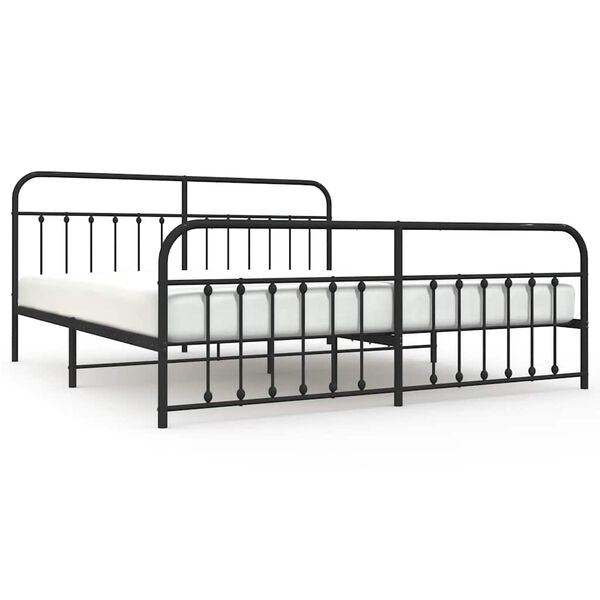 vidaXL Metal Bed Frame without Mattress with Footboard Black 200x200cm