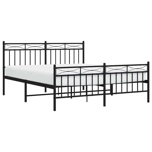 vidaXL Metal Bed Frame without Mattress with Footboard Black 150x200cm