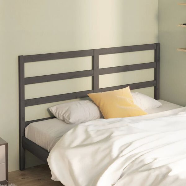 vidaXL Bed Headboard Grey 146x4x100 cm Solid Wood Pine