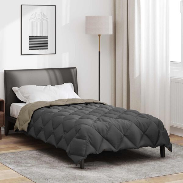 vidaXL Winter Duvet Light Grey and Anthracite 220 x 140 cm Microfiber