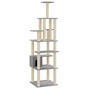 vidaXL Cat Tree | Light grey | Engineered wood, plush, sisal | Large | Cat Tree