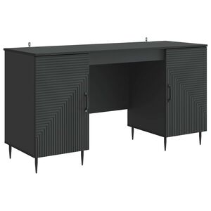 vidaXL Desk with Shelf Black 142.5 x 50 x 75 cm Engineered Wood
