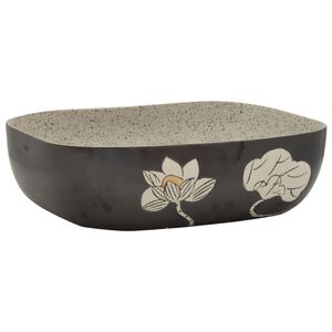 vidaXL Countertop Basin Grey&Black Rectangular 48x37.5x13.5 cm Ceramic