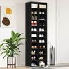 vidaXL Shoe Cabinet Black Oak 54x34x183 cm Engineered Wood