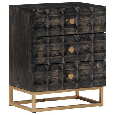vidaXL Bedside Cabinet Black 40x29x50 cm Solid Wood Mango