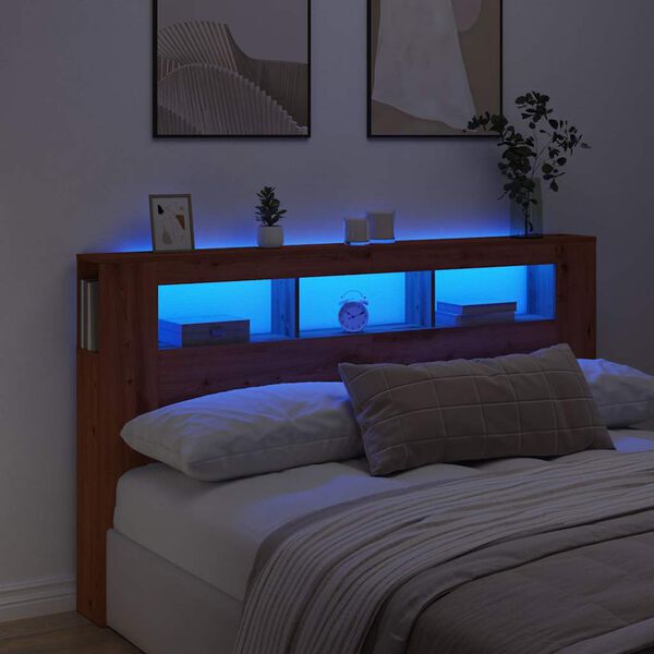 vidaXL LED Headboard Artisan Oak 180x18.5x103.5 cm Engineered Wood