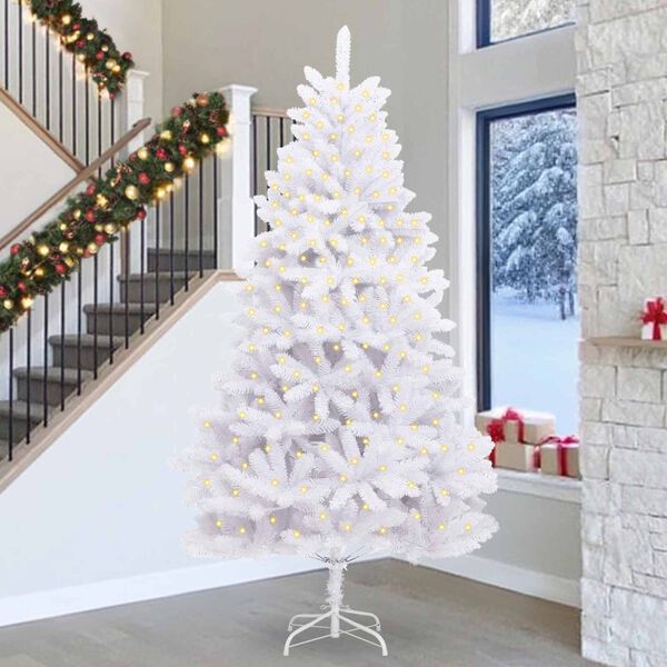 vidaXL Artificial Christmas Tree White 300 cm PVC and Metal