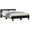 vidaXL Bed Frame with LED Black Oak 150 x 200 cm Engineered Wood