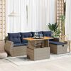vidaXL 6 Piece Garden Sofa Set with Cushions Black Poly Rattan Acacia
