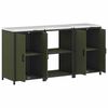 vidaXL Kitchen Storage Set with Shelf 3 pcs Olive Green Steel