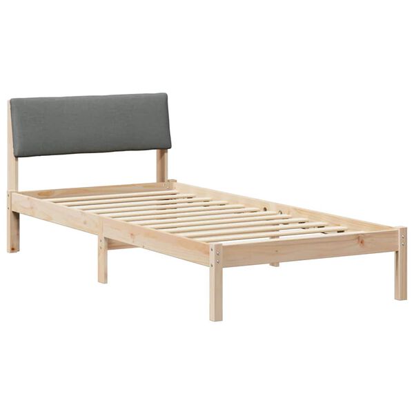 vidaXL Bed frame Brown and dark grey 90 x 190 cm Solid pine wood