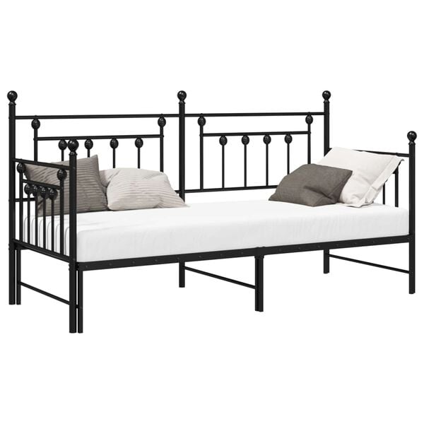 vidaXL Daybed Frame with Headboard Black 80 x 200 cm Steel