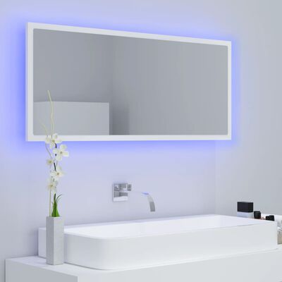 vidaXL LED Bathroom Mirror White 100x8.5x37 cm Acrylic