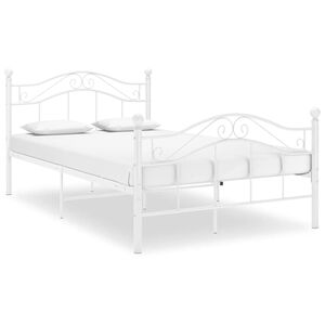 vidaXL Bed Frame without Mattress White Metal 120x200 cm