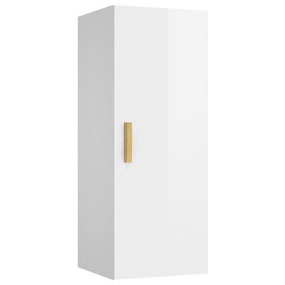 vidaXL Wall Cabinet High Gloss White 34.5x34x90 cm Engineered Wood