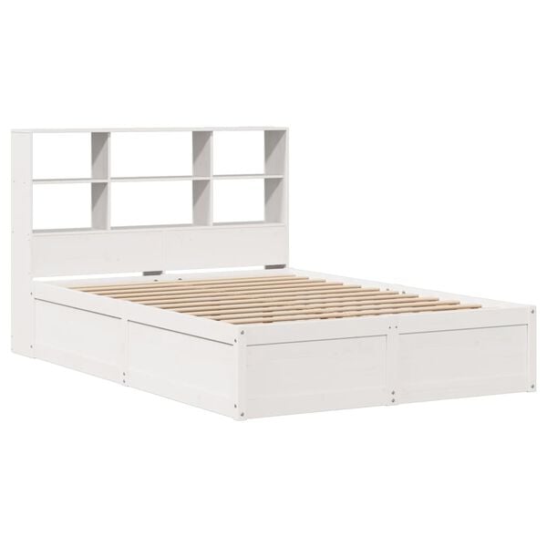 vidaXL Bed Frame without Mattress White 135x190 cm Double Solid Wood Pine