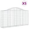 vidaXL Arched Gabion Baskets 5 pcs 200x30x100/120 cm Galvanised Iron
