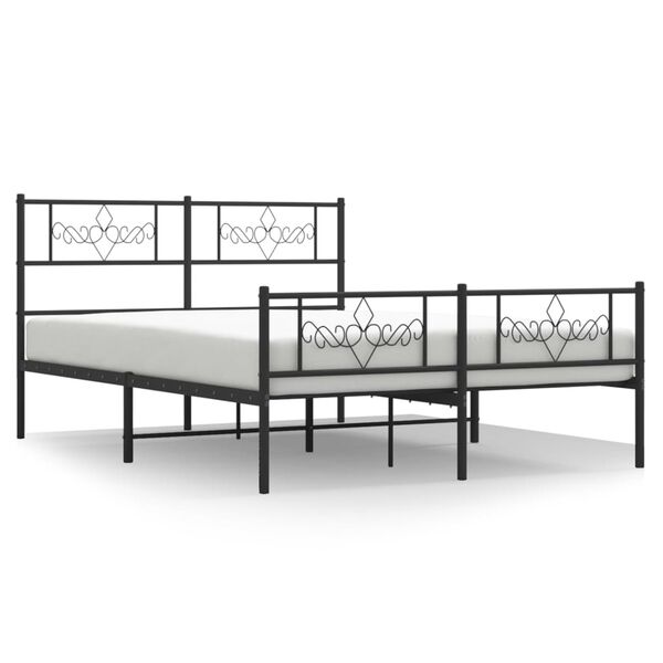 vidaXL Metal Bed Frame without Mattress with Footboard Black 120x190cm