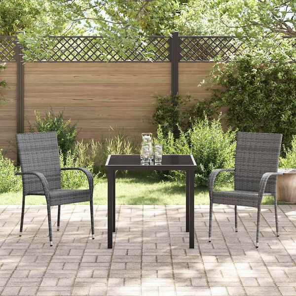 vidaXL Garden Dining Set 3 pcs Grey Powder-Coated Steel