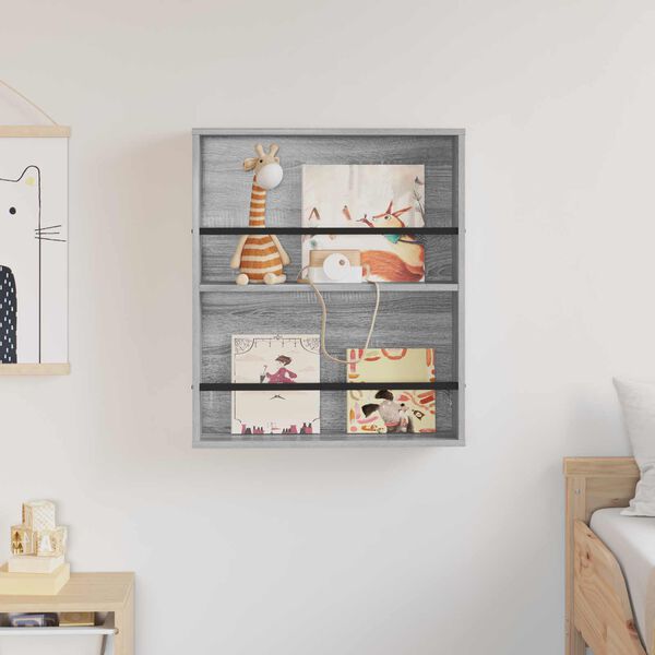 vidaXL Magazine Rack Grey Sonoma 60 x 12 x 70 cm Engineered Wood