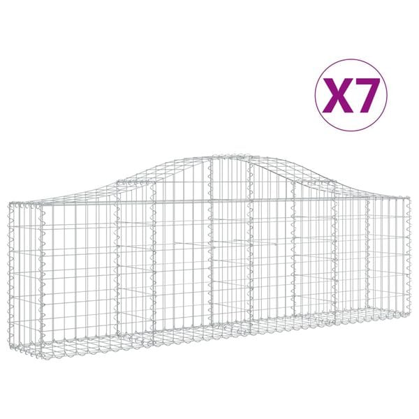 vidaXL Arched Gabion Baskets 7 pcs 200x30x60/80 cm Galvanised Iron
