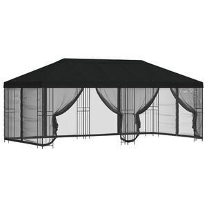 vidaXL 6 x 3 m Black Polyester and Steel 190 gsm