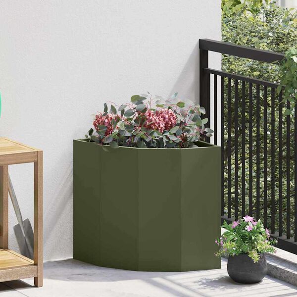 vidaXL Corner Planter Olive green 45 x 45 x 50 cm Steel